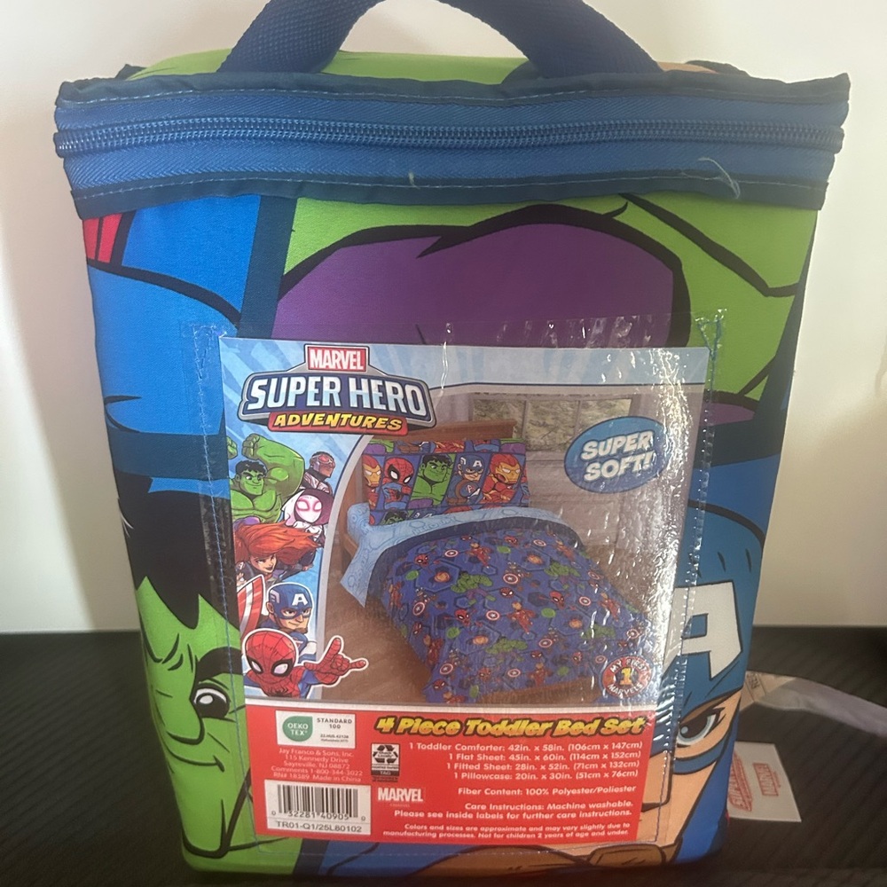 Marvel Super Hero Adventures 4-Piece Toddler Bed Set - Blue and Green